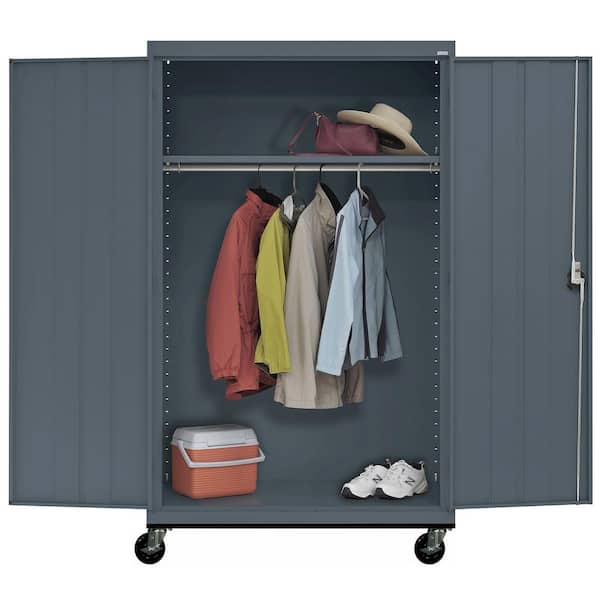 Transport Wardrobe Series 46 in. W x 78 in. H x 24 in. D 22-Gauge 4-Shelf Freestanding Storage Cabinet in Charcoal