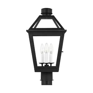 Hyannis 3-Light Black Steel Hardwired Outdoor Weather Resistant Post Light with No Bulbs Included