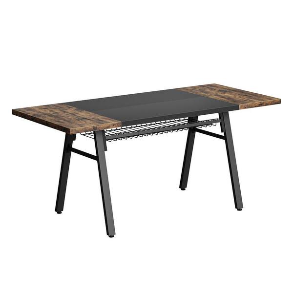 Costway 3 Piece Bar Table And Chairs Set With 6-Bottle Wine Rack-Brown