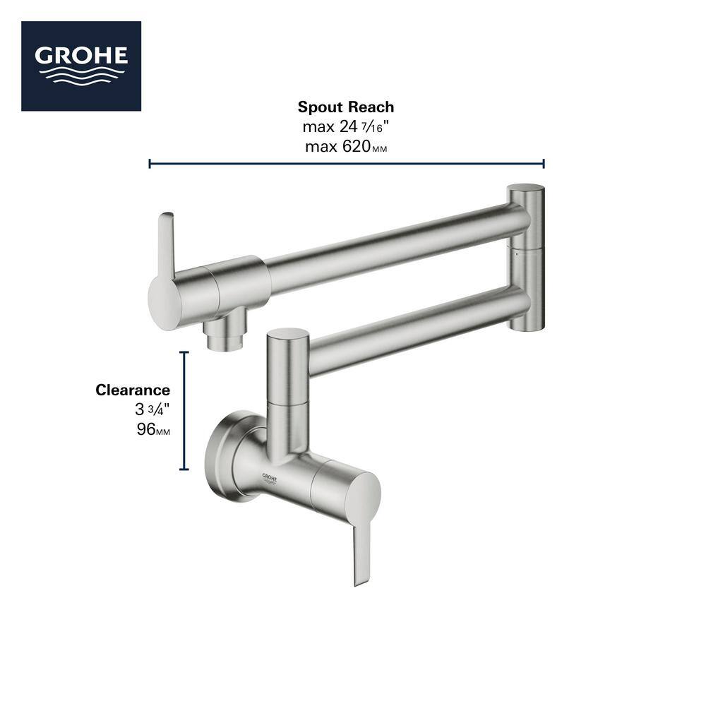 Sleek Stainless Steel Wall-Mounted Modern Pot Filler