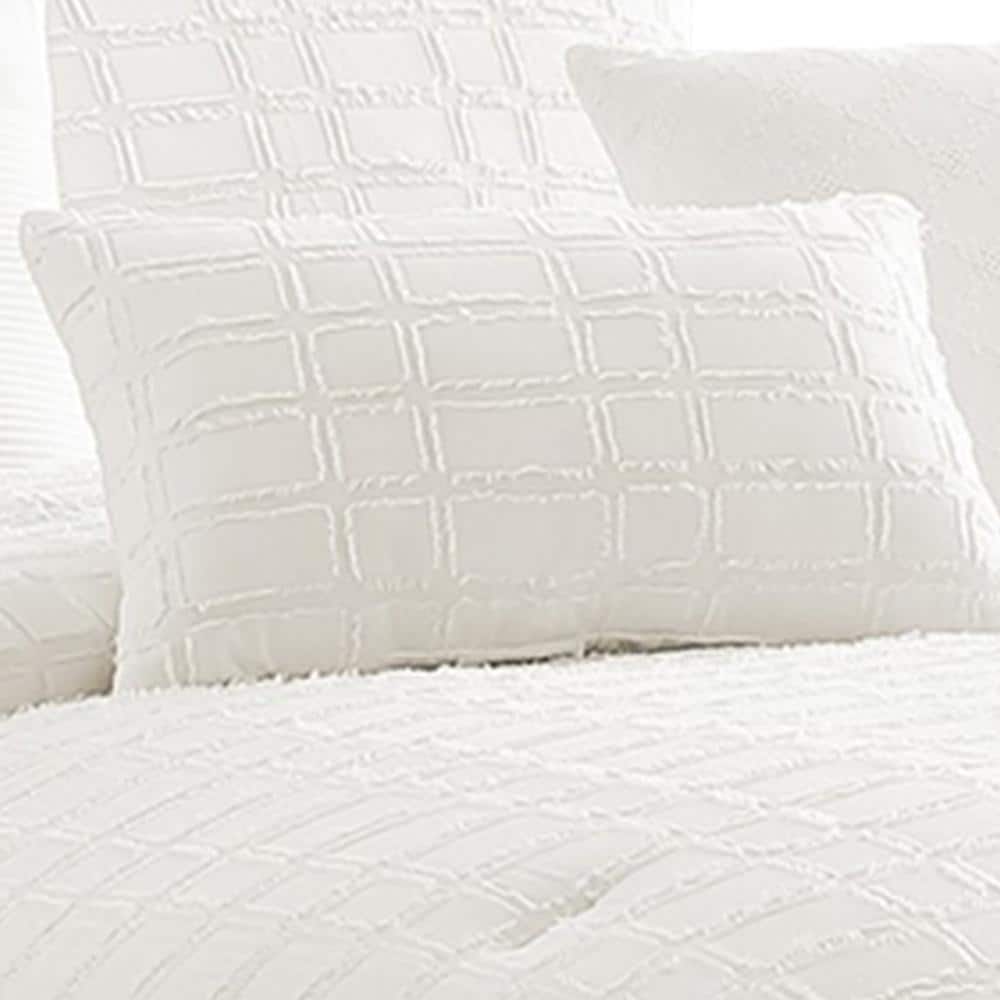 White Cotton King Comforter Set with Fringe Details