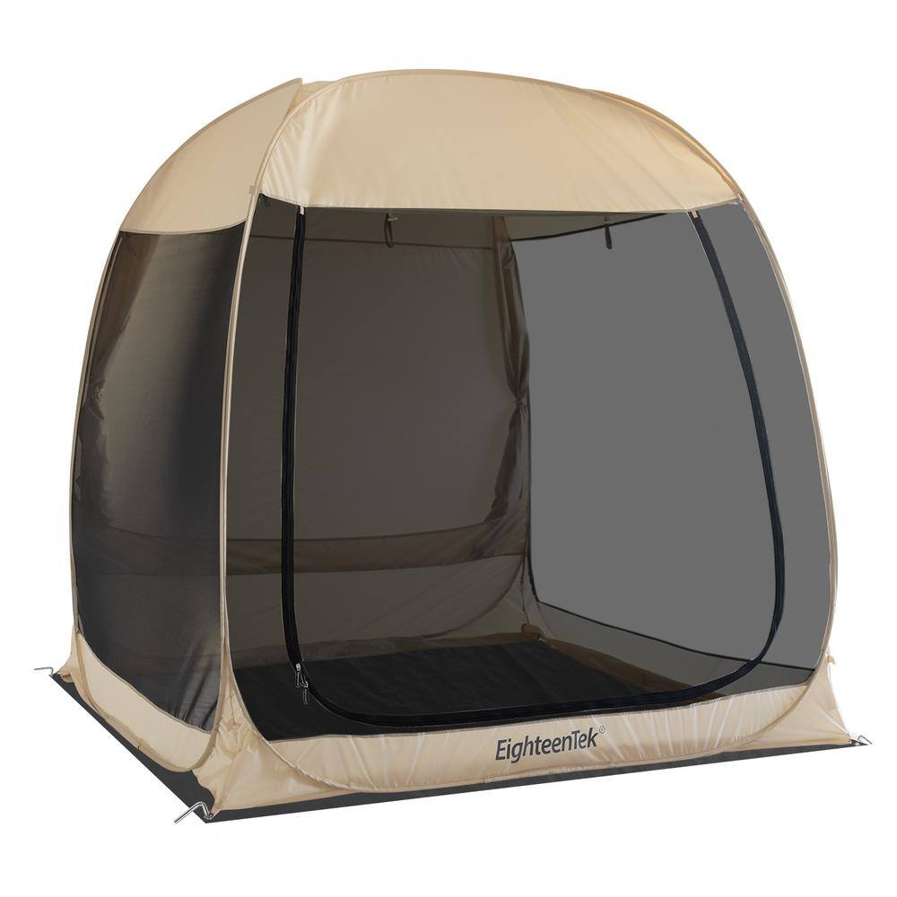 EighteenTek 84 in. x 84 in. x 86 in. Beige Instant Pop Up Truck Tent ...