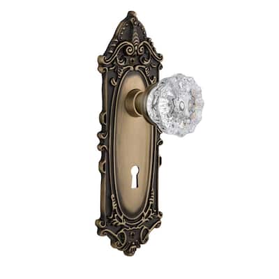 2.75 Privacy Nostalgic Warehouse Meadows Plate with Keyhole Oval Clear Crystal Glass Knob Antique Brass 2.75 Privacy Nostalgic Warehouse Meadows Plate with Keyhole Oval Clear Crystal Glass Knob Antique Brass