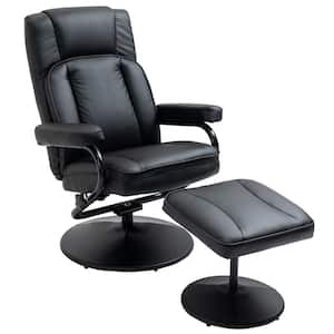 Black PU Leather Swivel Recliner ArmChair with Ottoman Footrest for Living Room, Office, Bedroom