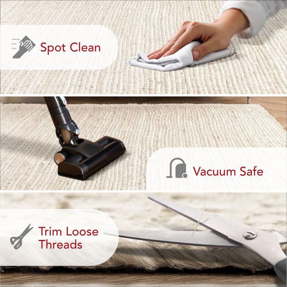 Hand-Braided Off White Jute 4' x 6' Reversible Area Rug