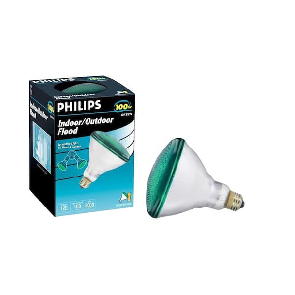 Philips 100-Watt PAR38 Incandescent Green Flood Light Bulb