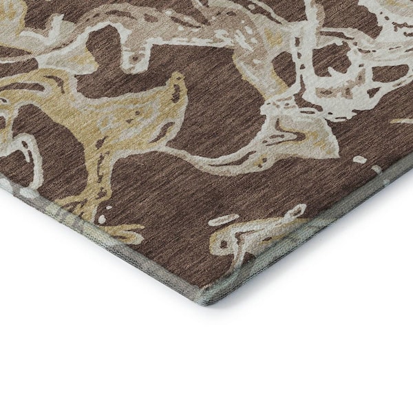 Mayfield Premium Machine Washable Abstract AMF1035 Brown 5 ft. x 7 ft. 6 in. Area Rug