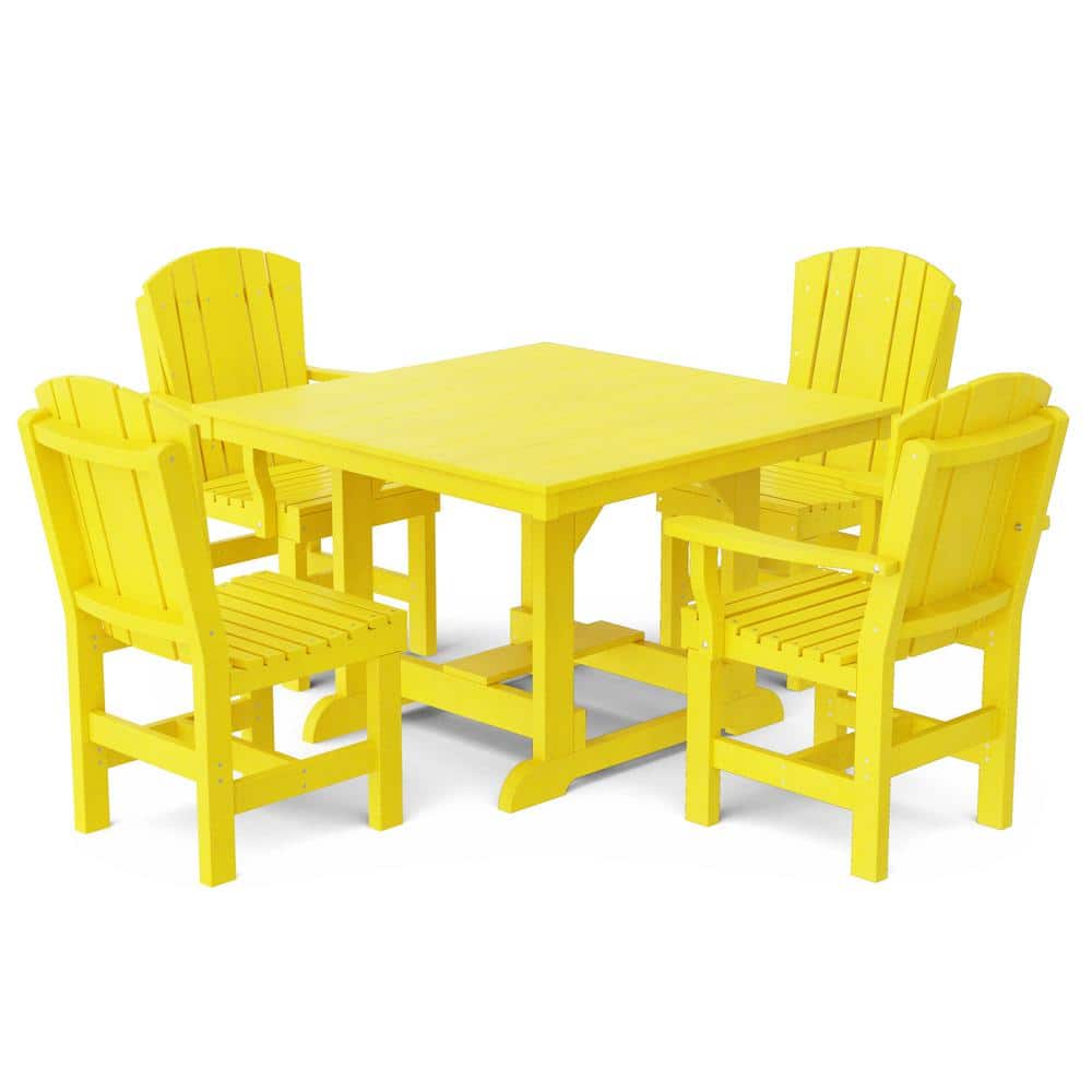 WILDRIDGE Heritage Lemon Yellow 5Piece Plastic Outdoor Patio Dining