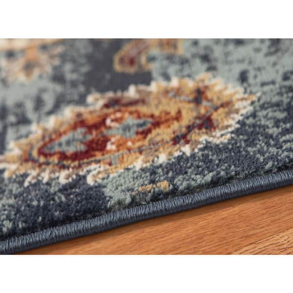 Allure 8 x 10 Teal Blue Oriental Pattern Area Rug for High Traffic Living Room Dining Room Bedroom
