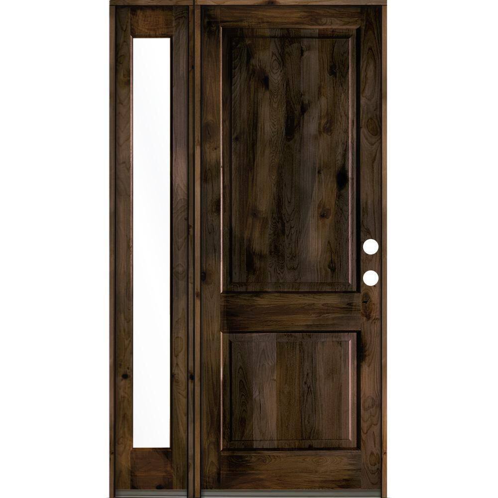 50 in. x 96 in. Rustic knotty alder Left-Hand/Inswing Clear Glass Black Stain Wood Prehung Front Door w/Left Sidelite price history on PriceWatchPro