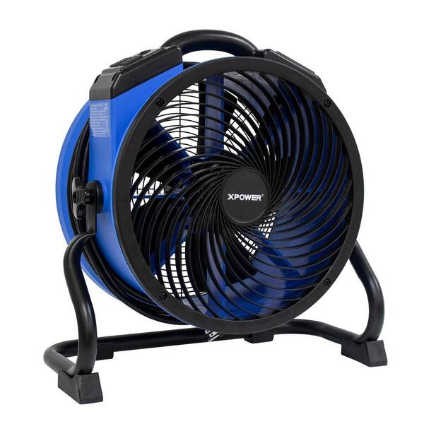 XPOWER P-39AR 1/4 HP 2 1 00 CFM 4-Speed Industrial Axial Air Mover Blower Fan with Power Outlets in Blue