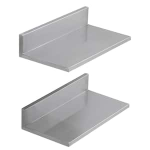 8.6 in. x 16 in. Stainless Steel Wall Mounted Shelf, Floating Shelving with Backsplash, 44 lbs. Load Capacity.Silver.