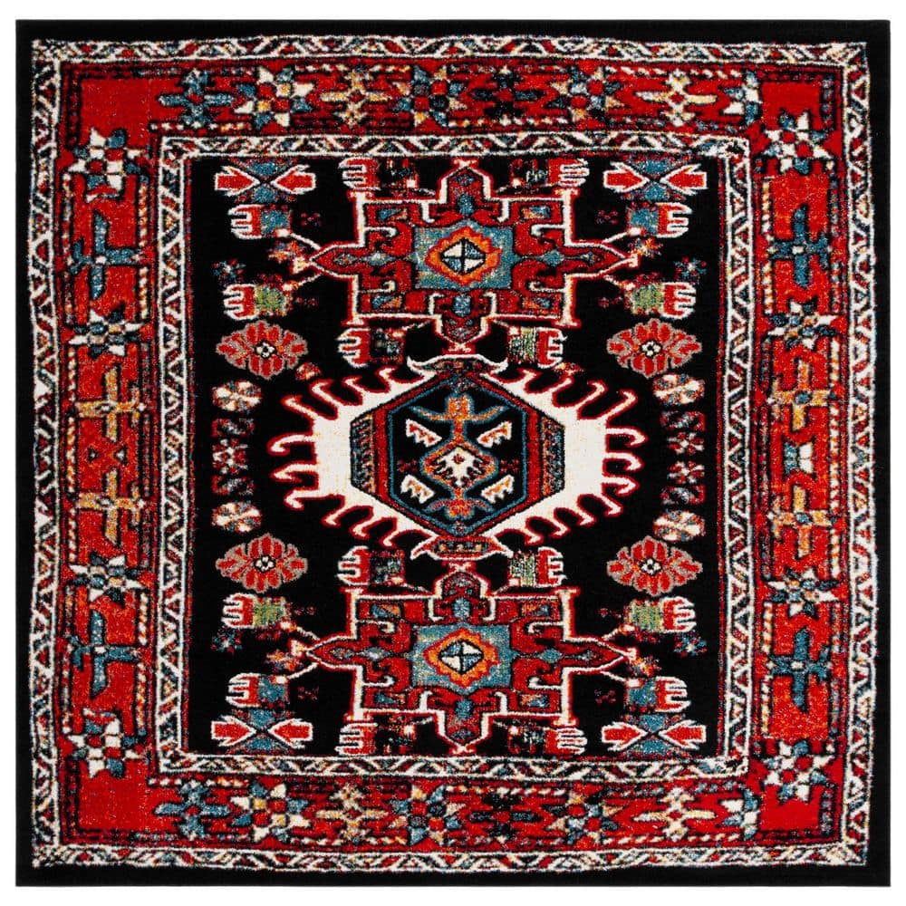 Aztec Red Area Rug SAFAVIEH Vintage Hamadan 7 ft. x 7 ft. Red/Black Aztec Ornate Square ...
