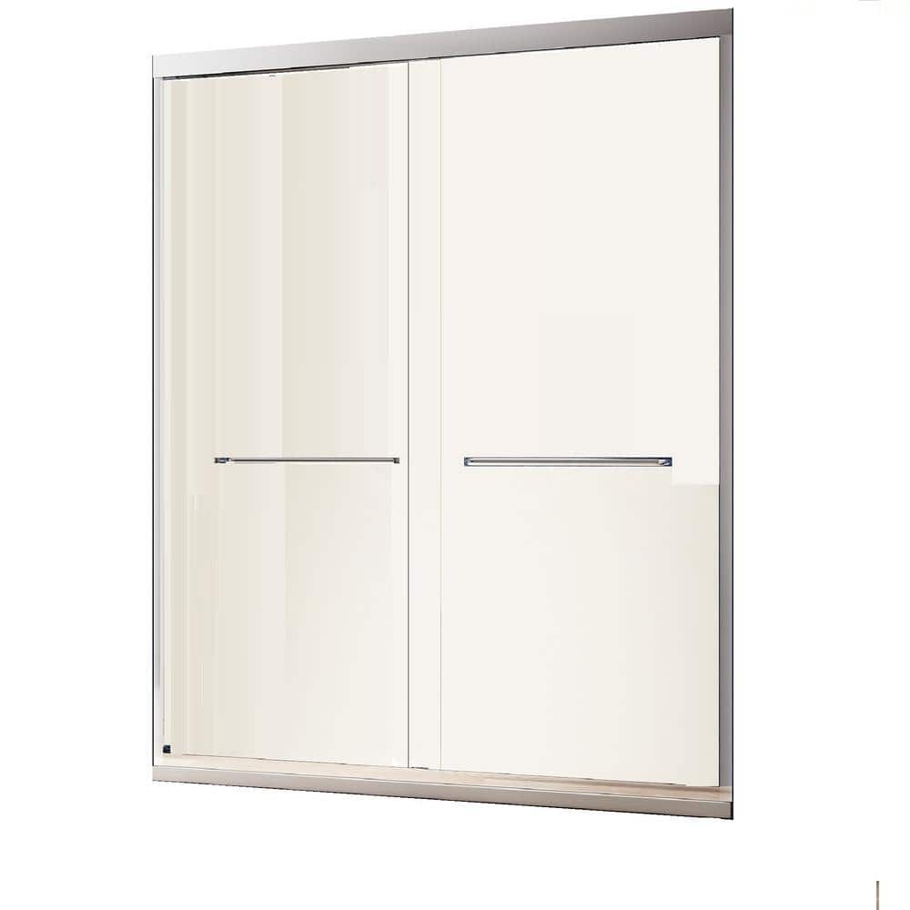60 in. W x 72 in. H Fixed Framed Shower Door in Chrome Finish with Thick Clear Tempered Glass Stainless Steel Handles price history on PriceWatchPro