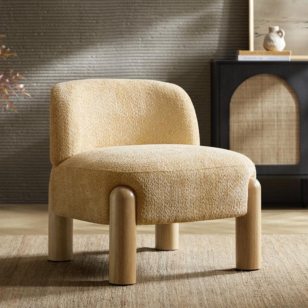 Susanna Camel 28"W Modern Upholstered Accent Chair with Solid Wood Legs