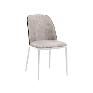 Tule Modern Dining Chair with Suede Seat and White Powder-Coated Steel Frame (Black/Charcoal)