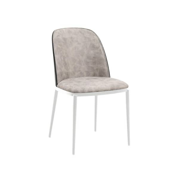 Leisuremod Tule Modern Dining Chair with Suede Seat and White Powder-Coated Steel Frame (Black/Charcoal)