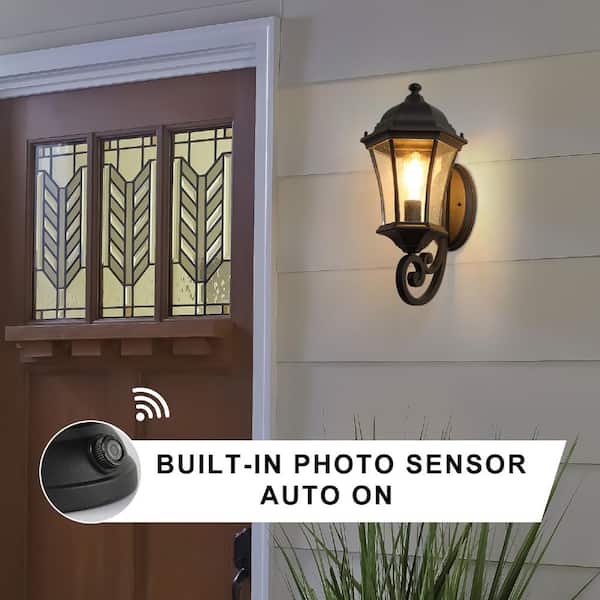 FIRHOT Retro Black Ground Glass Dusk to Dawn Outdoor FIRHOT Retro Black Ground Glass Dusk to Dawn Outdoor