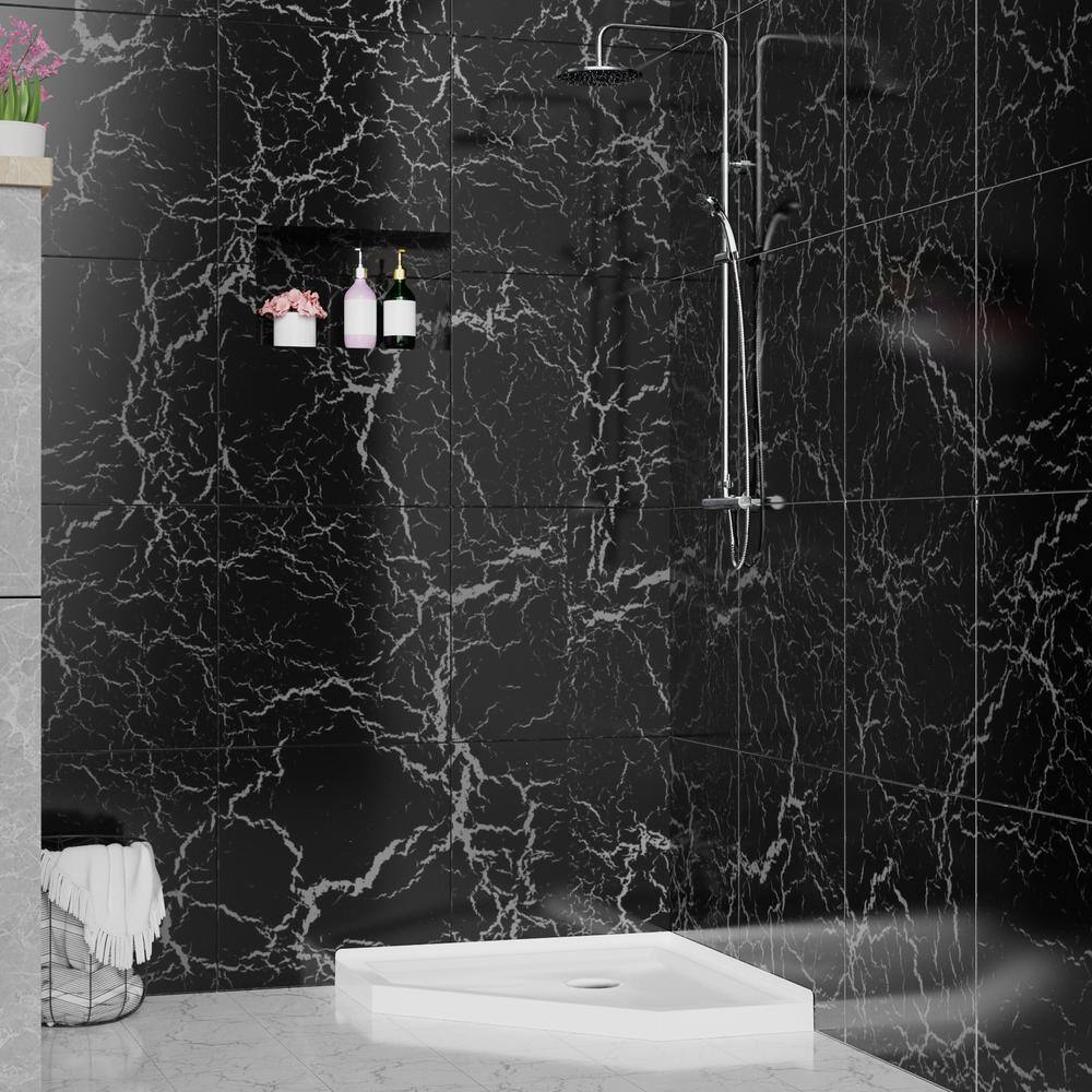 White 36"x36" Neo-Angle Corner Drain Shower Base