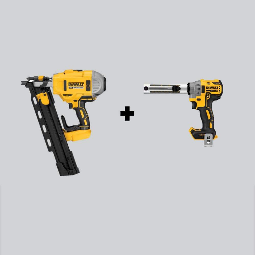 DEWALT 20V MAX XR Cordless Brushless 2-Speed 21-Degree Plastic Collated Framing Nailer & Brushless Cable Stripper (Tools-Only) -  DCN21PLBW151B