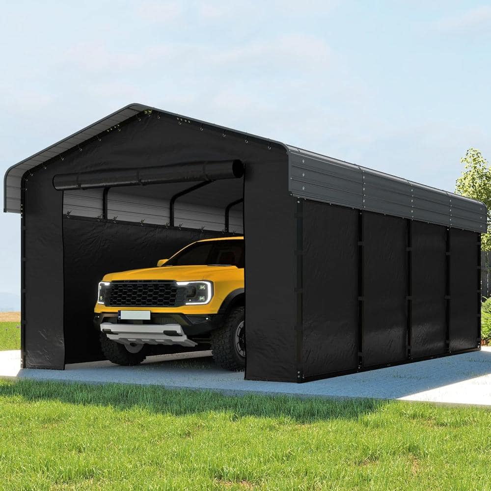 12x20FT Gray Heavy Duty Metal Carport, Galvanized Steel Enclosed Car Shelter price history on PriceWatchPro