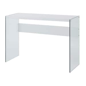 SoHo 44 in. L White 30 in. H Rectangle Particle Board Console Table with Glass Sides