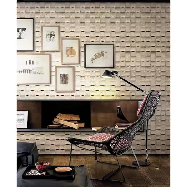 48 in. x 24 in. x 1 in. Travertine Mosaic Beige Natural Flexible Soft Stone Wall Panel Tile (Set of 3-Pieces)