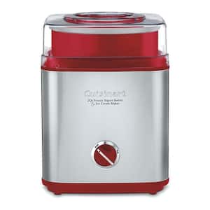2 qt. Stainless Steel Ice Cream Maker Frozen Yogurt Maker with Double Insulation in Red (1-Pack)