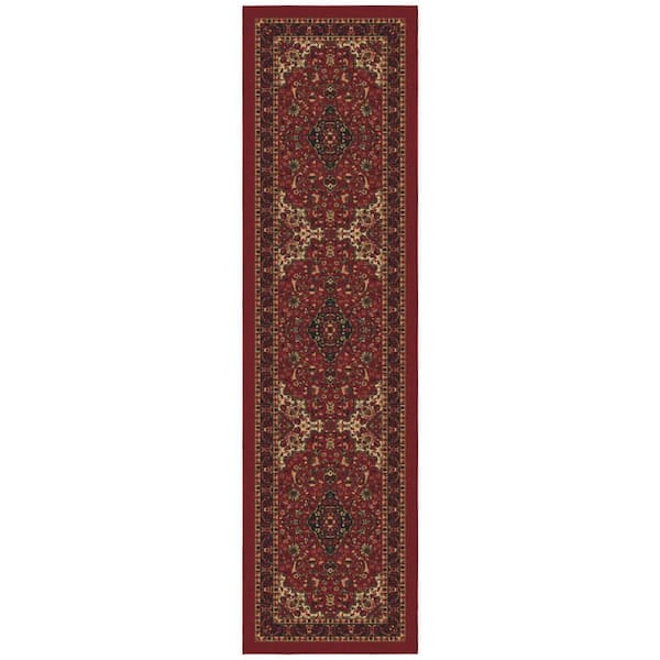 Basics Collection Non-Slip Rubberback Medallion Oriental Design 3x10 Indoor Runner Rug, 2 ft. 7 in. x 9 ft.10 in., Red
