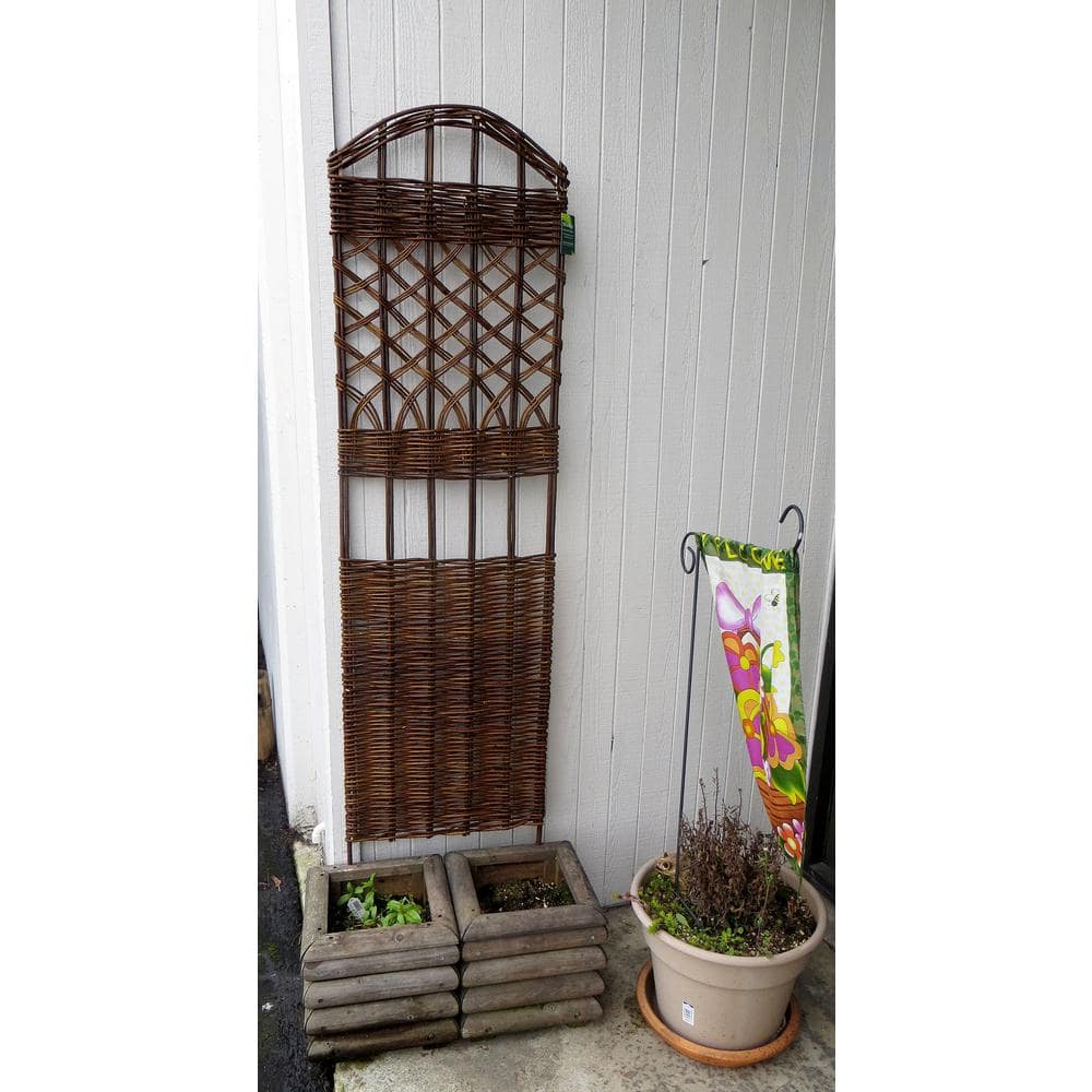 72" Brown Willow Wood Lattice Panel Trellis
