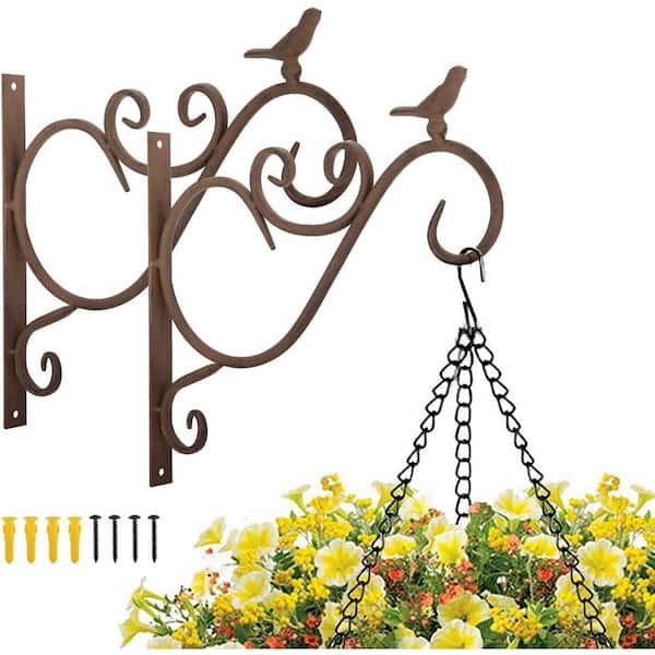 Decorative Black Metal Wall Planter Hooks for Hanging Plants and