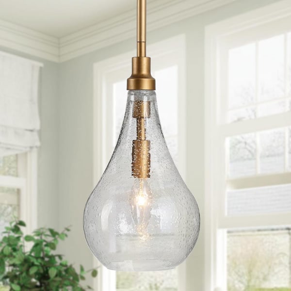Uolfin Mini Brass Island Pendant Light 1 Modern Farmhouse Globe Hanging With Seeded Glass Shade 46bv2mhd23623jr The Home Depot - Seeded Glass Pendant Light Brass