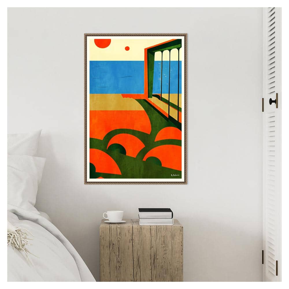 Large Abstract Beaded Framed Canvas Wall Art in Vibrant Colors