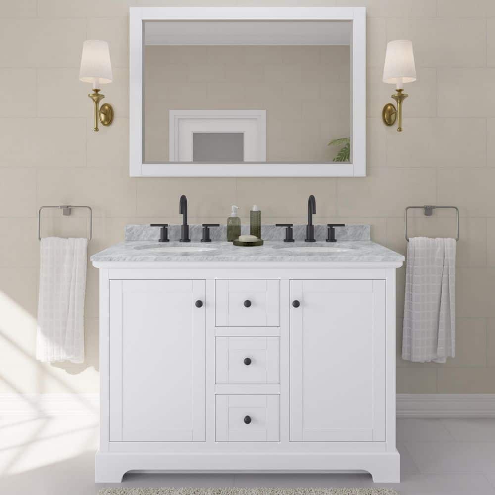 Avery 48 in. W x 22 in. D x 35 in. H Double Bath Vanity in White with White Carrara Marble Top price history on PriceWatchPro