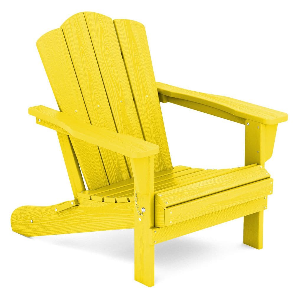 JEAREY Classic Yellow Folding Plastic Adirondack Chair PEQWY-Yellow ...