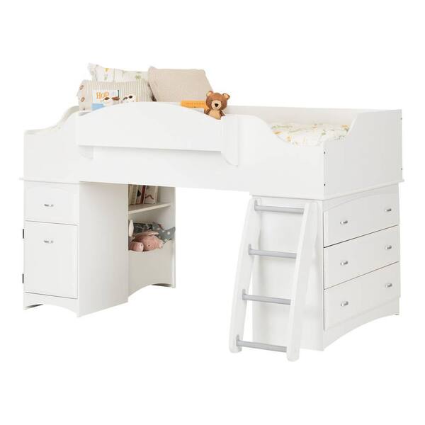 South Shore Imagine 4-Drawer Pure White Twin-Size Loft Bed