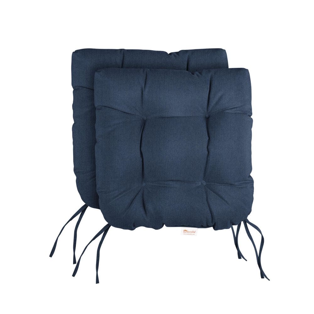 Sunbrella Spectrum Indigo Tufted Chair Cushion Round U-Shaped Back 16 x 16 