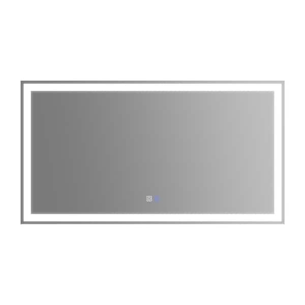 55 in. W x 30 in. H Large Rectangular Frameless LED Light Anti-Fog Wall Bathroom Vanity Mirror