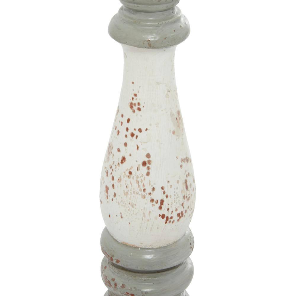 Gray and White Distressed Wood Pillar Candle Holders, Set of 3