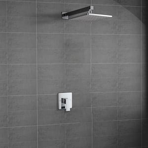 1-Spray Patterns with 2.5 GPM 10 in. Wall Mount Rain Fixed Shower Head in chrome