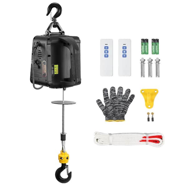 1100 lbs. Electric Hoist Winch 2-in-1 1500W Portable Power Winch Crane 23 ft. Lifting Height w/ Wireless Remote Control