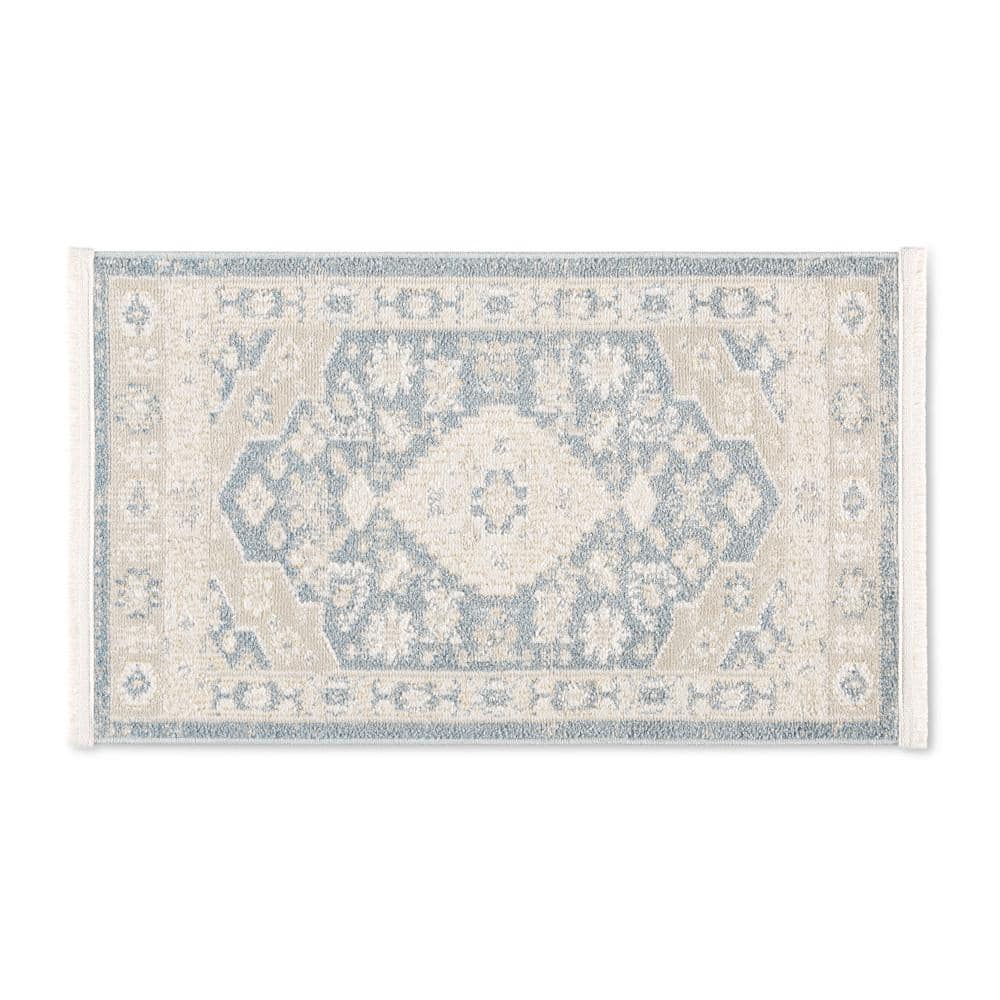 TOWN & COUNTRY LIVING Everyday Rein Center Medallion Blue Beige 2 ft. x ...