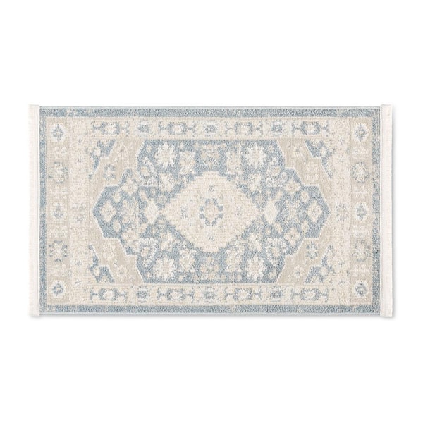 TOWN & COUNTRY LIVING Everyday Rein Center Medallion Blue Beige 2 ft. x 3 ft. Machine Washable Area Rug