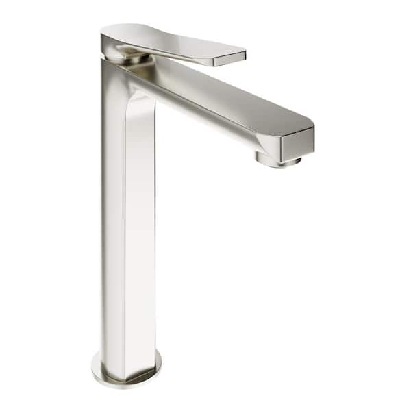 Single-Handle Single-Hole Bathroom Vessel Sink Faucet with Pop-Up Drain in Brushed Nickel