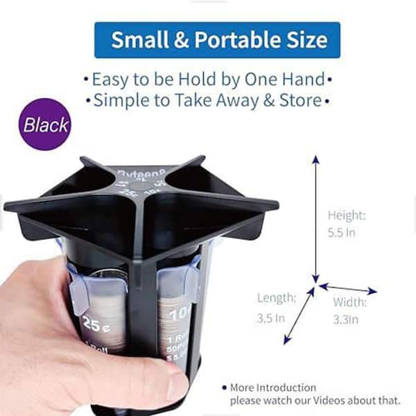Coin Counter Coin Sorter Tube, Coin Sorter With Coin Wrappers, 5-in-1 Change Sorter Change Counter Machine, Coin Organizer & Coin Holder Coin Roller, Quick & Easy, Accurate & Simple