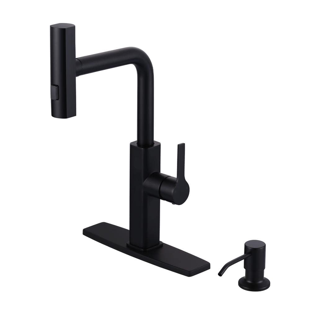3 Modes Single Handle Pull Down Sprayer Kitchen Faucet with Soap Dispenser in Matte Black price history on PriceWatchPro
