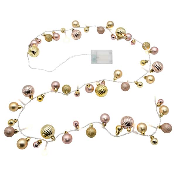 LUMABASE Battery Operated String Lights with Christmas Ornaments with Soft White Lights