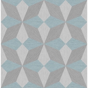 Valiant Light Blue Faux Grasscloth Mosaic Light Blue Paper Strippable Roll (Covers 56.4 sq. ft.)