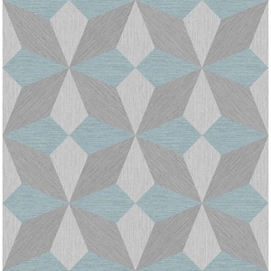 Valiant Light Blue Faux Grasscloth Mosaic Light Blue Wallpaper Sample