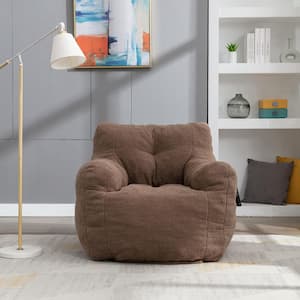 Brown Tufted Bean Bag with Teddy Fabric